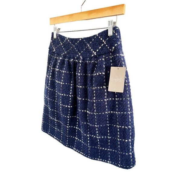 ANTHROPOLOGIE Maeve Womens Skirt Blue White Plaid Wool sz(0) - Picture 3 of 8